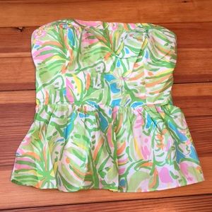 Lilly Pulitzer Peplum Strapless Top